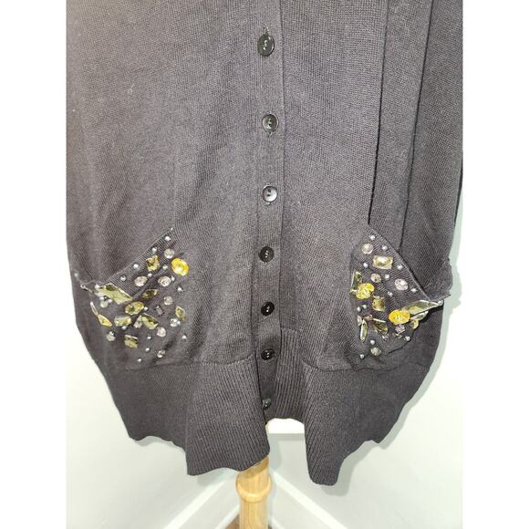 Apt. 9 Black Embellished Pockets Cardigan Size 2X - Picture 2 of 11
